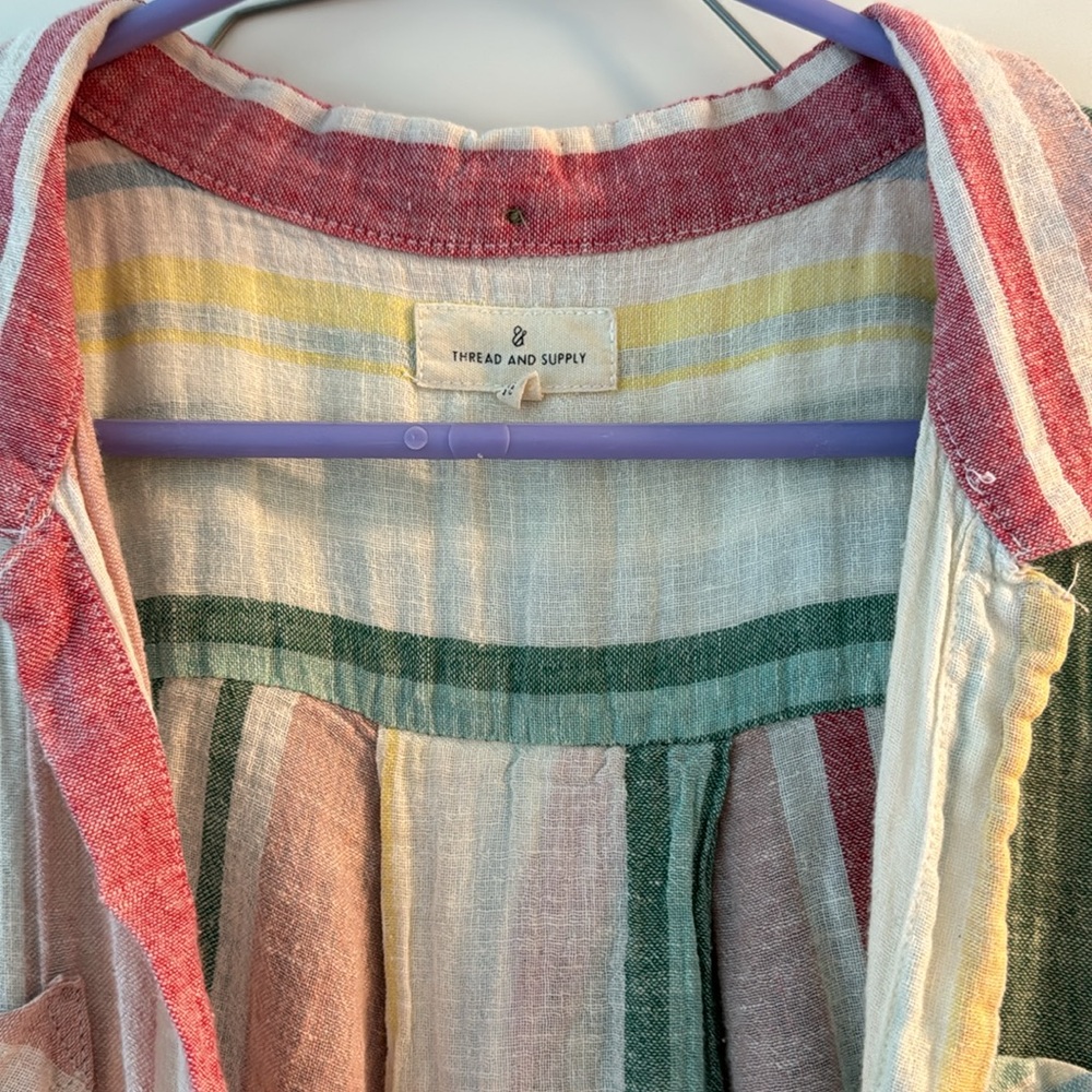 Striped Colorful Loose Button Up - Picture 2 of 6